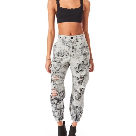 ✨NWT✨Carmar Baggy Grinded Cargo Pant Bleach Dye black and white - discontinued - Picture 3 of 17